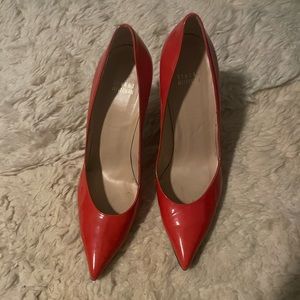 Stuart Weitzman orange patent leather pumps size 10